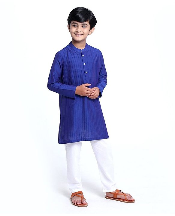 Pine Kids Full Sleeves Kurta & Pyjama - Blue White
