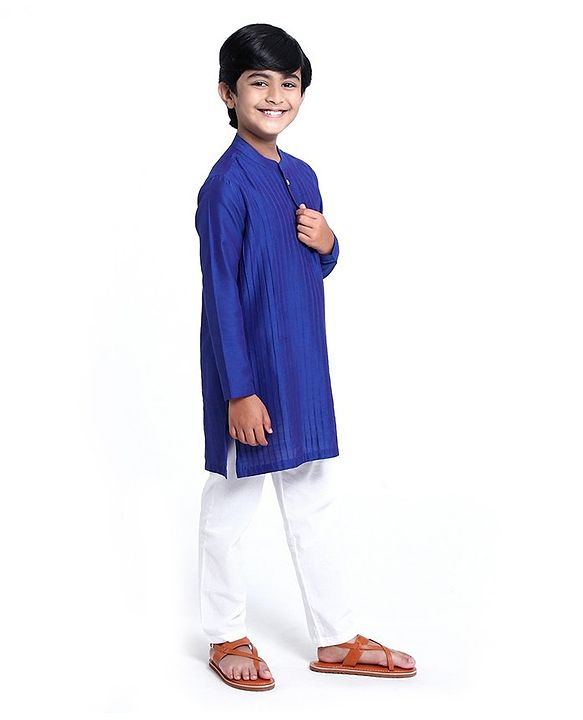Pine Kids Full Sleeves Kurta & Pyjama - Blue White