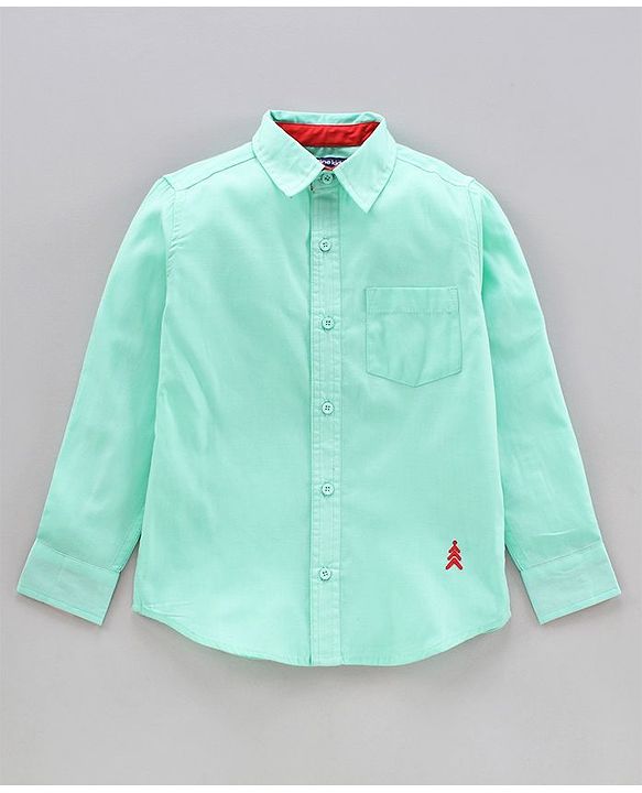 Pine Kids Full Sleeves Shirt Solid Color  - Green