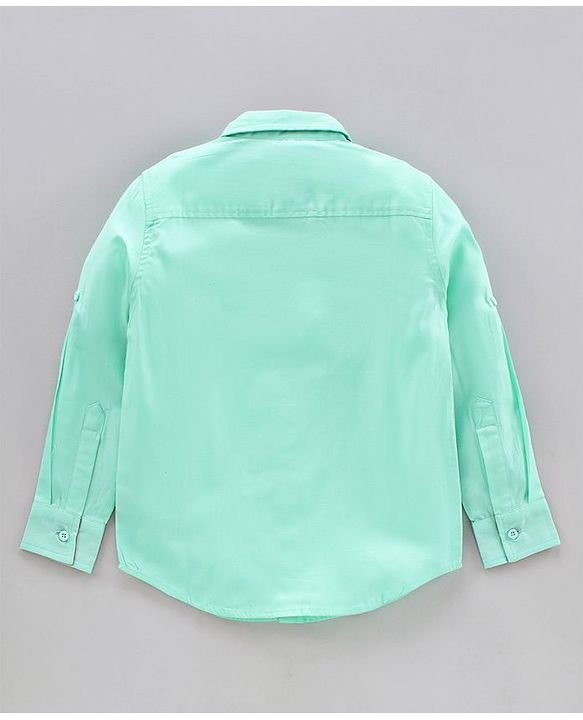 Pine Kids Full Sleeves Shirt Solid Color  - Green