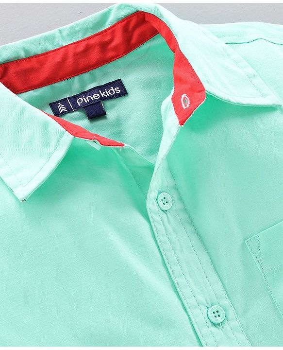 Pine Kids Full Sleeves Shirt Solid Color  - Green