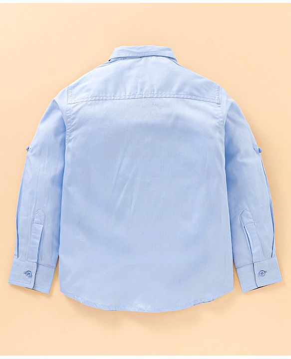 Pine Kids Full Sleeves Shirt Solid Color - Blue