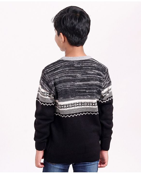 Pine Kids Full Sleeves Medium Winter Color Block Pullovers - Grey