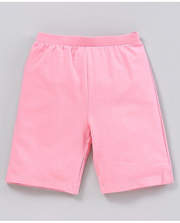 Pine Kids Anti-microbial & Biowashed Cotton Lycra Shorts Soild - Pink Black