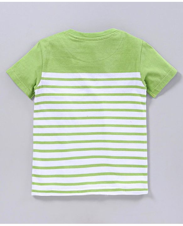 Pine Kids Half Sleeves Bio Washed Tee Striped Print Pack of 2 - Blue Green