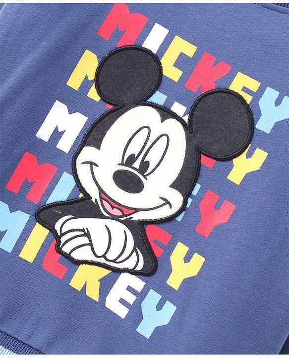 Babyhug Full Sleeve Sweatshirt Mickey Mouse Print - Navy