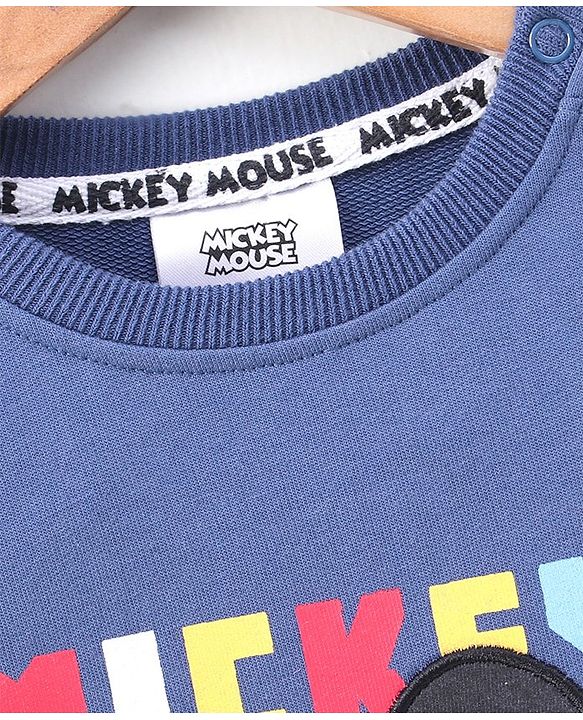 Babyhug Full Sleeve Sweatshirt Mickey Mouse Print - Navy