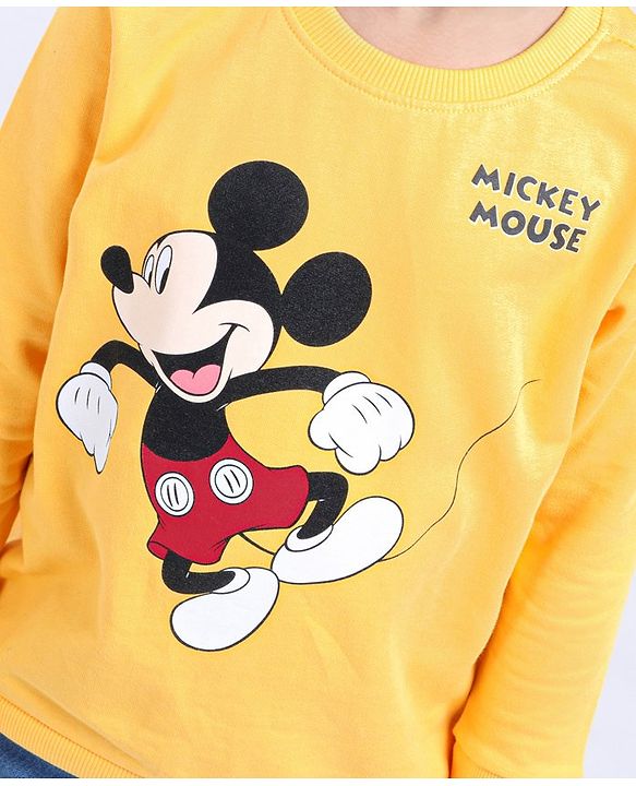 Babyhug Full Sleeves Sweatshirt Mickey Graphics - Yellow