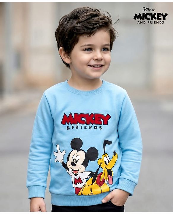 Babyhug Full Sleeve Sweatshirt Mickey & Friends Print - Blue