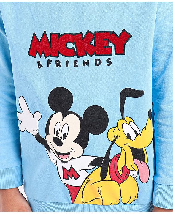 Babyhug Full Sleeve Sweatshirt Mickey & Friends Print - Blue