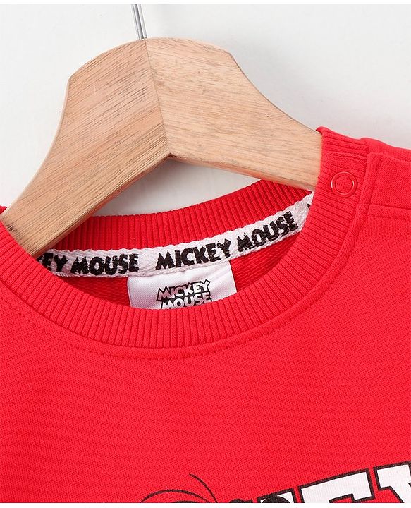 Babyhug Full Sleeves Sweatshirt Mickey Mouse & Friends Print - Red