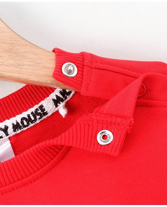 Babyhug Full Sleeves Sweatshirt Mickey Mouse & Friends Print - Red