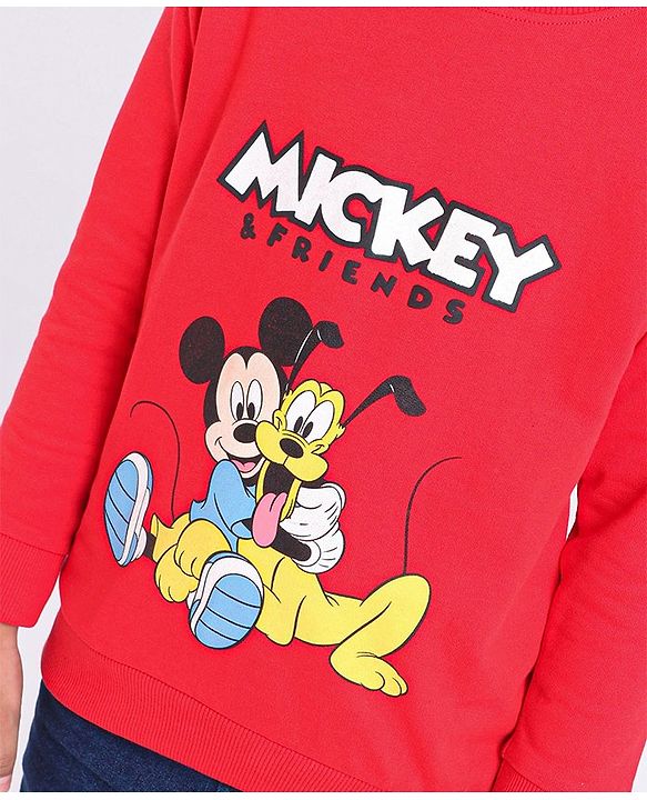Babyhug Full Sleeve Sweatshirt Mickey & Friends Print - Red