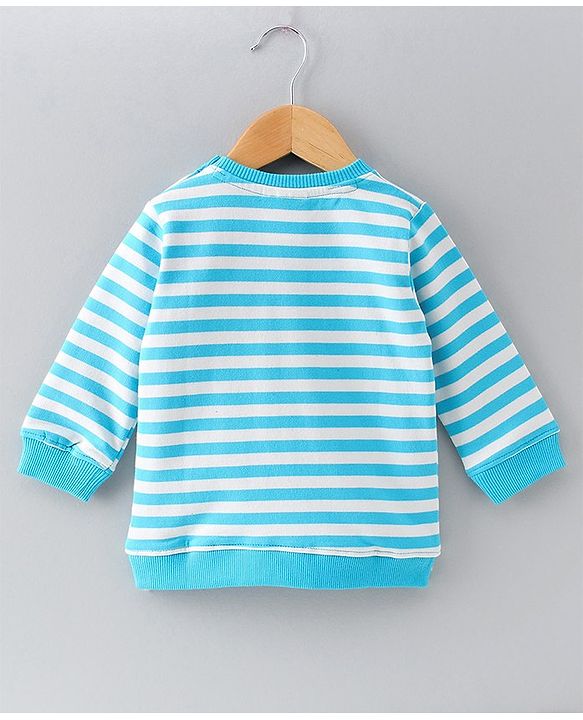 Babyhug Full Sleeves Sweatshirt Mickey Mouse Print  - White Stripes