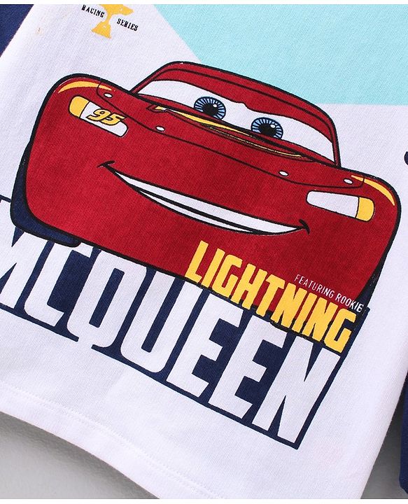 Babyhug Full Sleeves Winter Wear Tee Lightening McQueen Print  - Blue