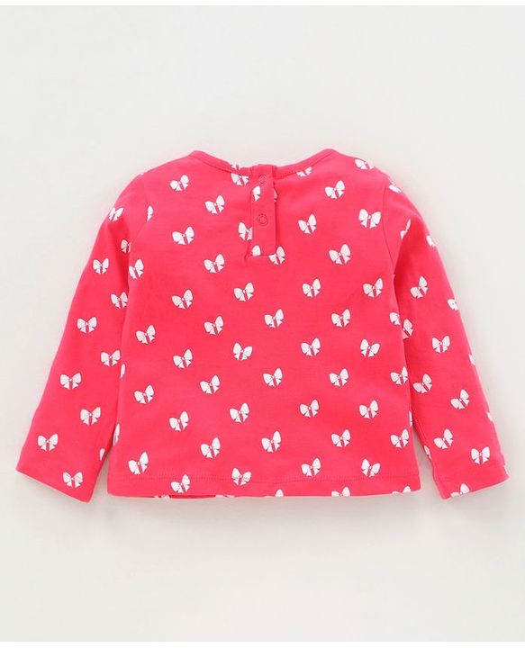 Babyhug Full Sleeves Jacket Top & Jeggings Set Bow Print - Bue