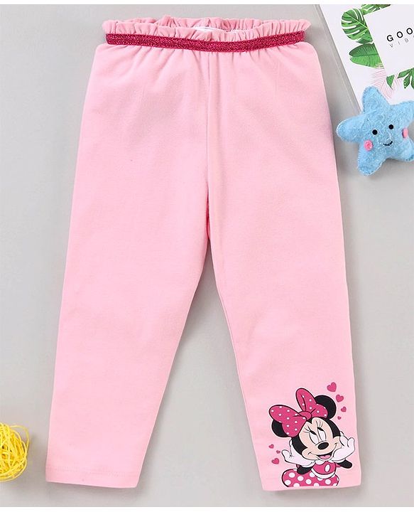 Babyhug Full Length Leggings Minnie Mouse Print - Pink