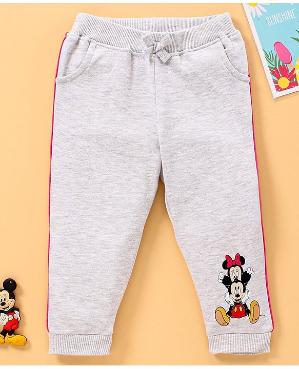 Babyhug Full Length Lounge Pant Mickey & Minnie Mouse Print - Grey