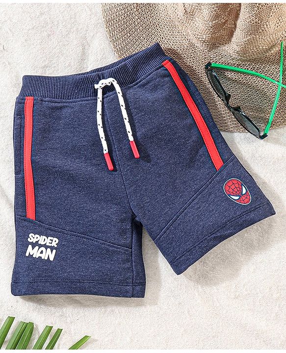 Babyhug Mid Thigh Shorts Spiderman Graphic - Blue