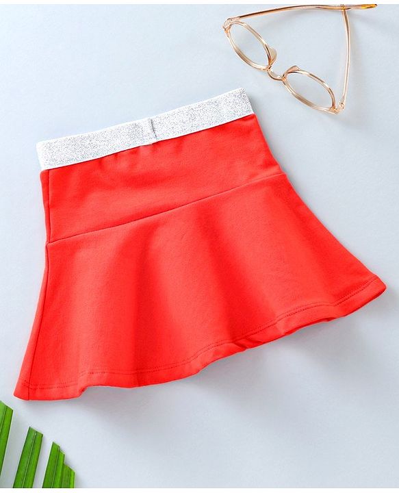 Babyhug Mid Thigh Length Skirt Minnie Mouse HD Print - Fiery Red