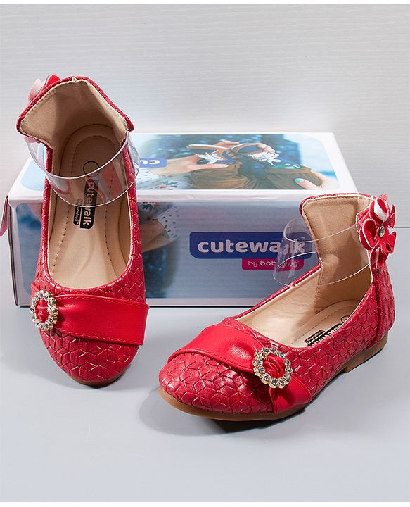 Cute Walk by Babyhug Party Wear Belly Shoes Studded Detailing - Pink