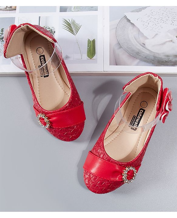 Cute Walk by Babyhug Party Wear Belly Shoes Studded Detailing - Pink