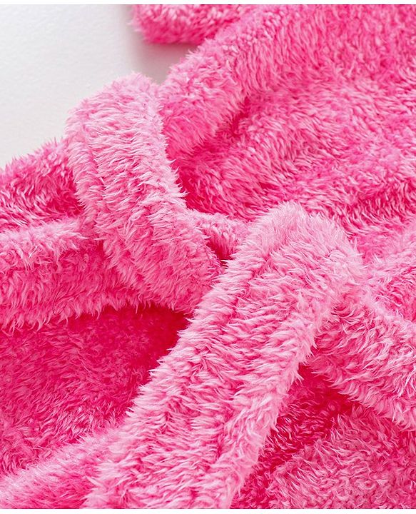 Babyhug Full Sleeves Hooded Velour Bath Robe - Pink