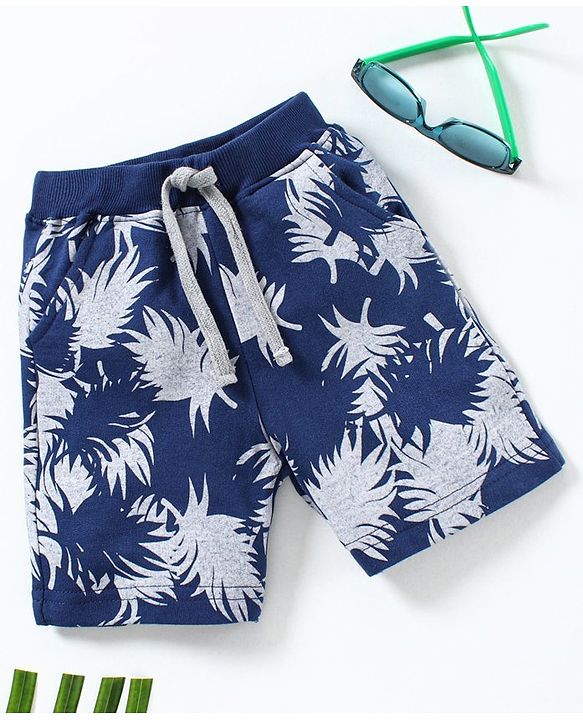 Babyhug Shorts Leaf Print - Blue
