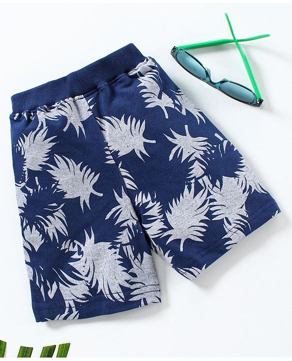 Babyhug Shorts Leaf Print - Blue