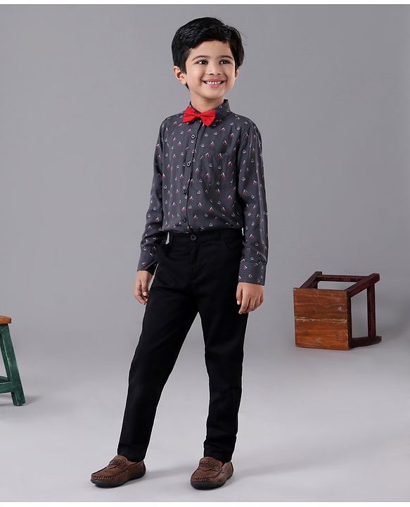 Babyhug Full Sleeves Shirts & Trouser - Grey