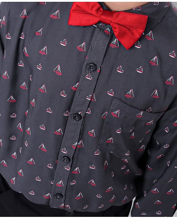 Babyhug Full Sleeves Shirts & Trouser - Grey