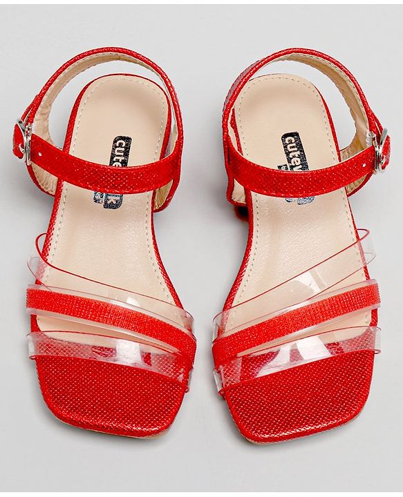 Cute Walk by Babyhug Shimmer Sandals - Dark Red - EU 26 Red