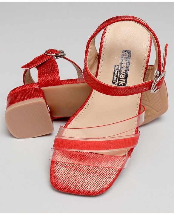 Cute Walk by Babyhug Shimmer Sandals - Dark Red - EU 27 Red