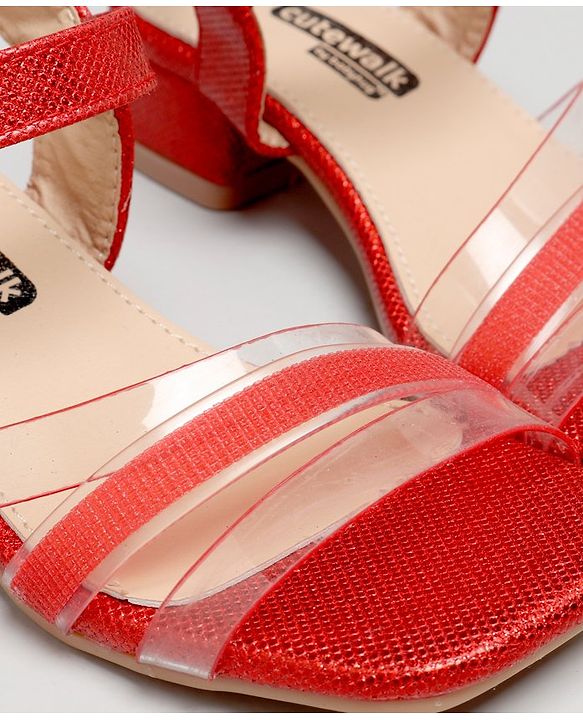 Cute Walk by Babyhug Shimmer Sandals - Dark Red - EU 27 Red