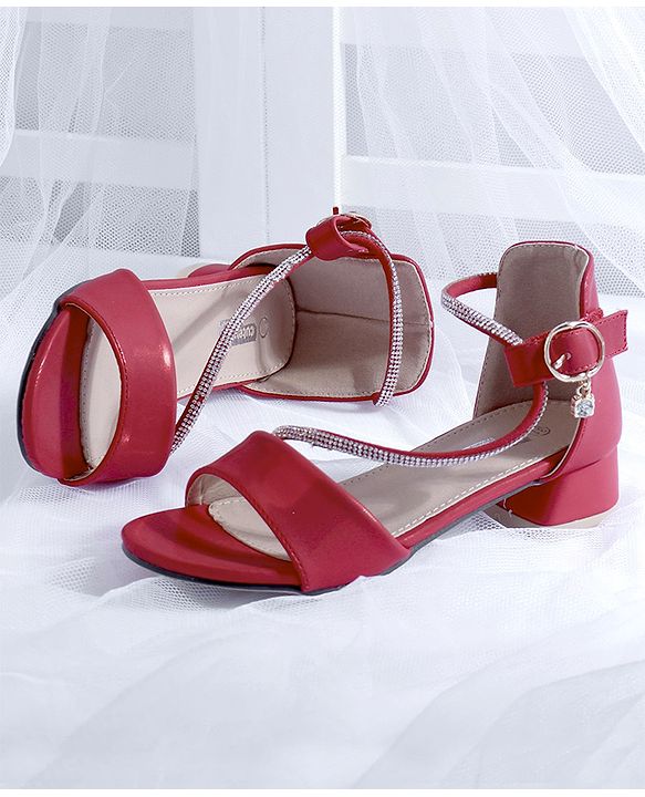 Cute Walk by Babyhug Sandals With Studded Pearls - Red - EU 27 Red