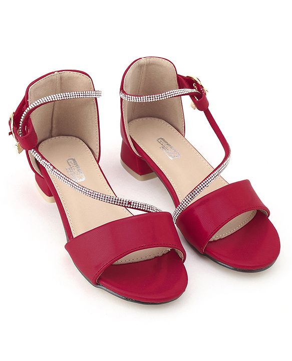 Cute Walk by Babyhug Sandals With Studded Pearls - Red - EU 27 Red