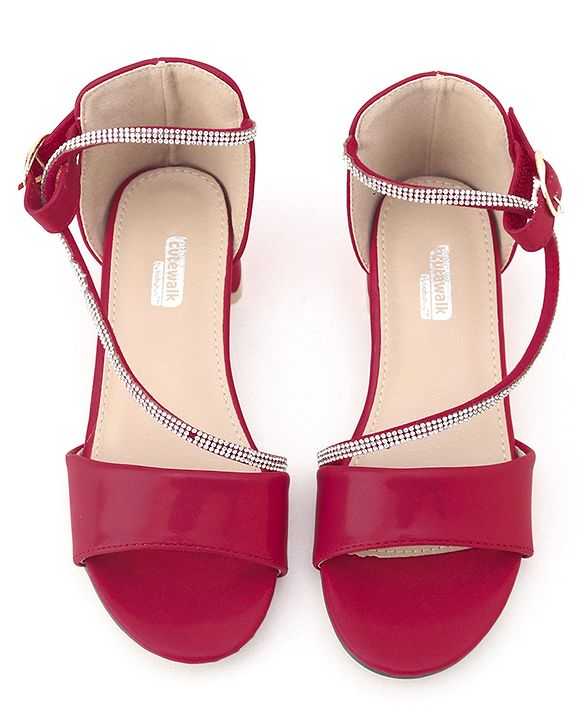 Cute Walk by Babyhug Sandals With Studded Pearls - Red - EU 27 Red