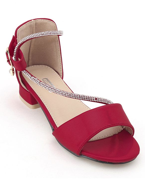 Cute Walk by Babyhug Sandals With Studded Pearls - Red - EU 27 Red