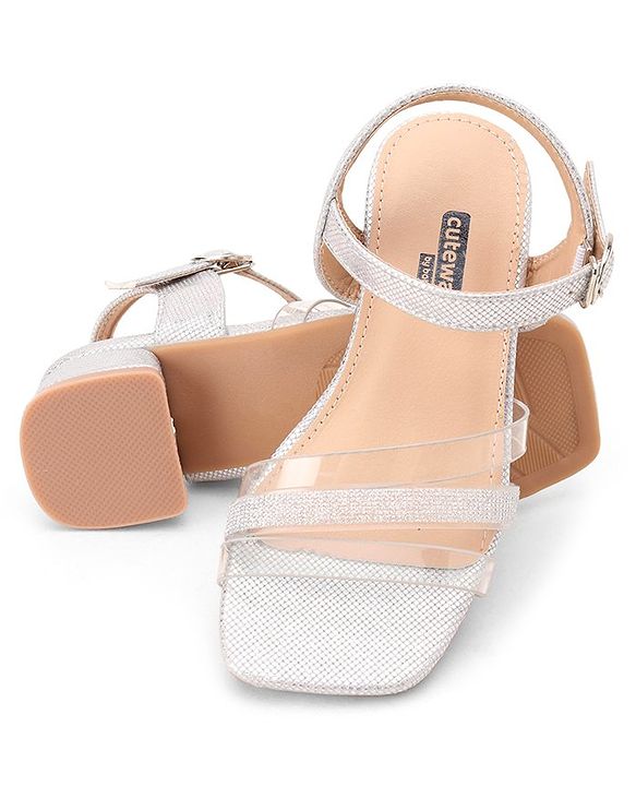 Cute Walk by Babyhug Shimmer Sandals - Silver - EU 25 Silver