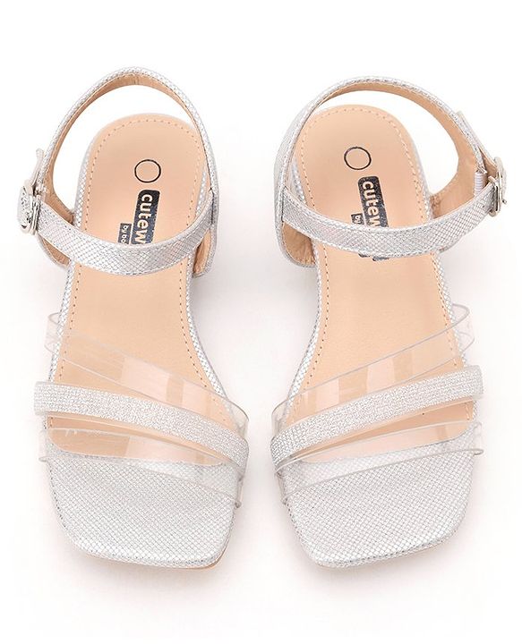 Cute Walk by Babyhug Shimmer Sandals - Silver - EU 27 Silver