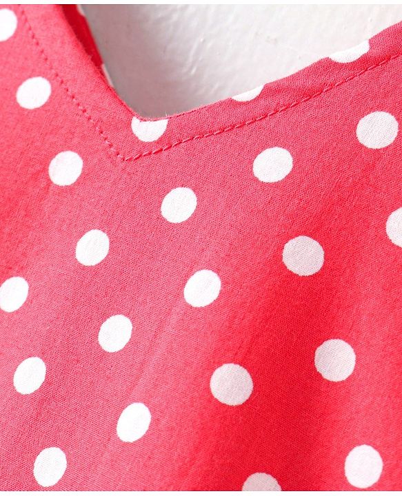 Babyhug Sleeveless Frock Polka Dot Print - Red