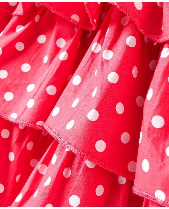 Babyhug Sleeveless Frock Polka Dot Print - Red