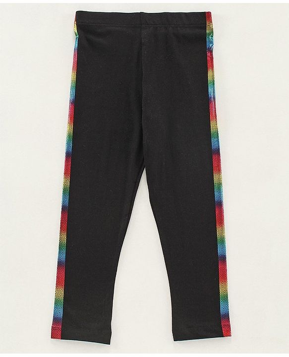 Pine Kids Full Length Organic Cotton Bio Wash Leggings Circular Print - Black