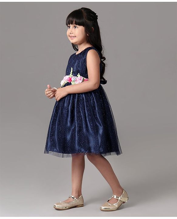 Babyhug Sleeveless Frock With Corsage - Blue