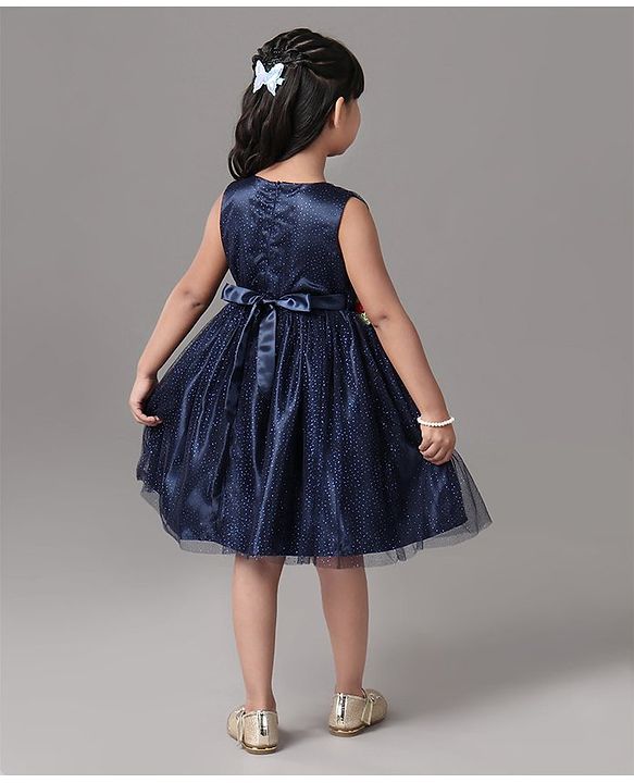 Babyhug Sleeveless Frock With Corsage - Blue