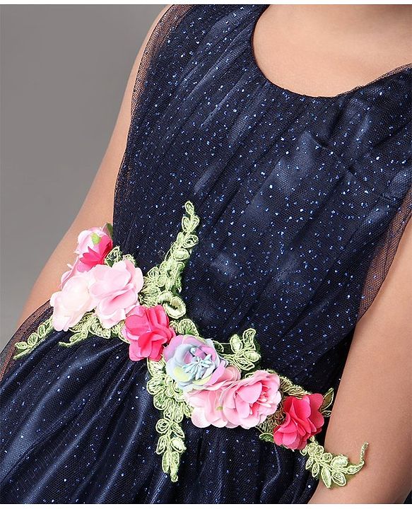 Babyhug Sleeveless Frock With Corsage - Blue