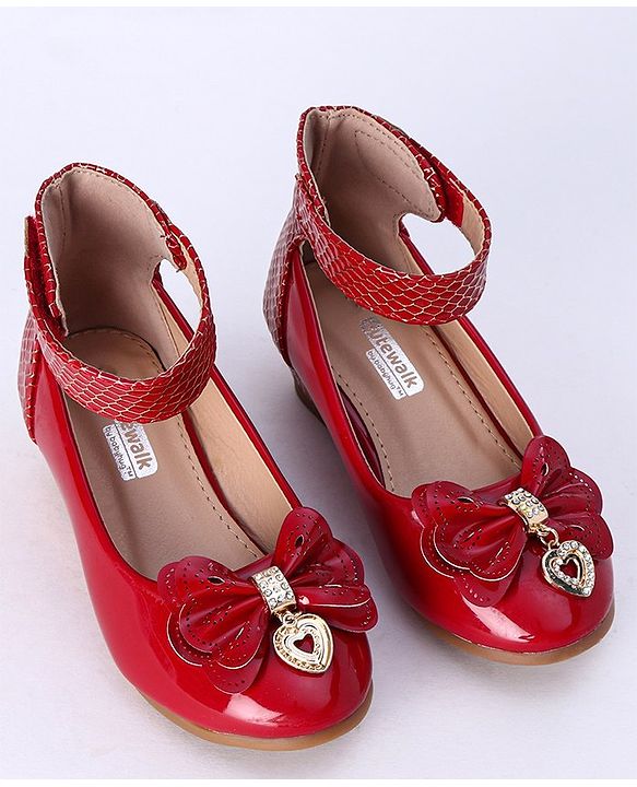 Cute Walk by Babyhug Party Wear Belly Shoes Bow Appliques - Pink