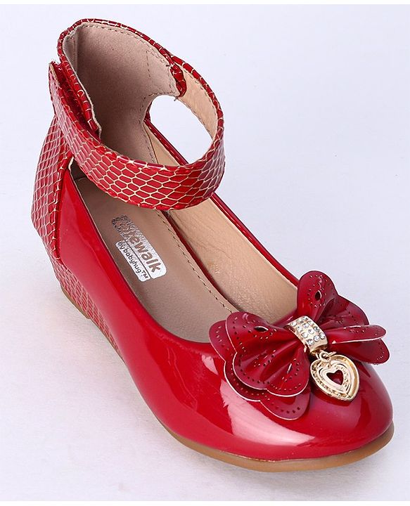 Cute Walk by Babyhug Party Wear Belly Shoes Bow Appliques - Pink