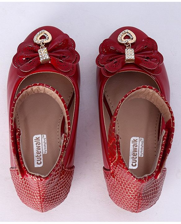 Cute Walk by Babyhug Party Wear Belly Shoes Bow Appliques - Pink