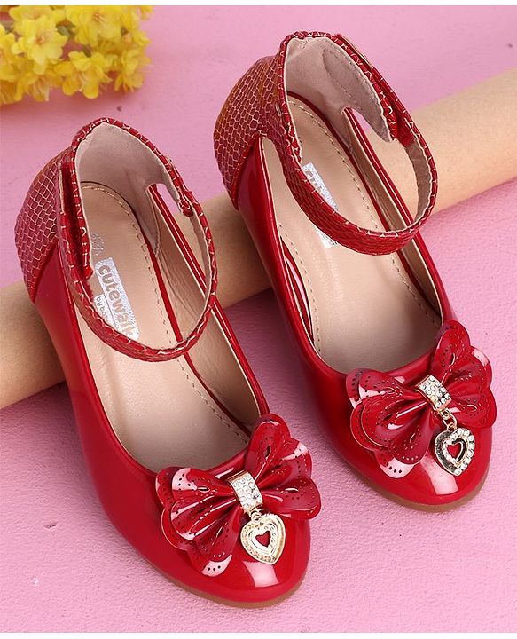 Cute Walk by Babyhug Party Wear Belly Shoes Bow Appliques - Pink